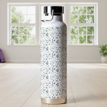 Blauw Aquarel Botanisch Patroon 