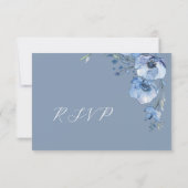 Blauw Aquarel Bruiloft RSVP Kaartje (Achterkant)