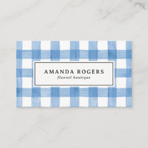 Blauw Aquarel Buffalo Plaid Meerdere Afsprakenkaartje
