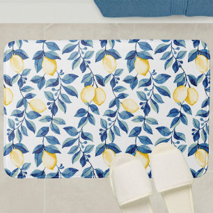 Blauw Aquarel Citroen Badmat
