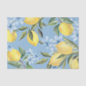 Blauw Aquarel Citroen en Bloem Tissuepapier (Voorkant)