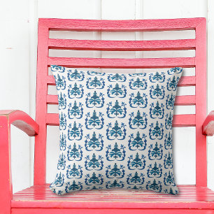 Blauw Aquarel Frans Toile Patroon Kussen