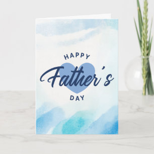 Blauw Aquarel Gelukkig Vaderdag Minimalistisch Kaart