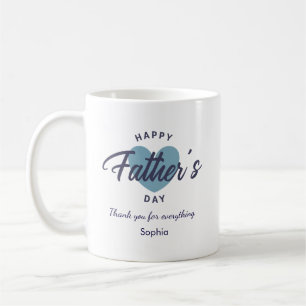 Blauw Aquarel Gelukkige Vaderdag Gepersonaliseerd  Koffiemok