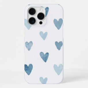 Blauw Aquarel Hart Hoestelcase iPhone 16 Pro Max Hoesje