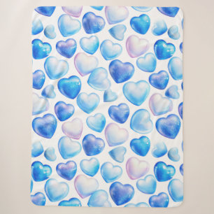 “Blauw Aquarel Hart Sherpa Deken” Deken