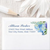 Blauw Aquarel hydrangea Adreslabels Etiket (Insitu)