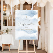 Blauw Aquarel Jongen Bevestiging Welkom Bord
