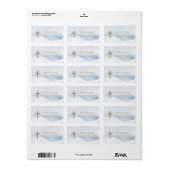 Blauw Aquarel Jongens Doop Adreslabel Etiket (Full Sheet)