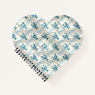Blauw Aquarel Kreeftpatroon op Kuststreep Notitieboek