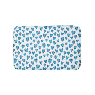 Blauw aquarel liefdeshartpatroon badmat