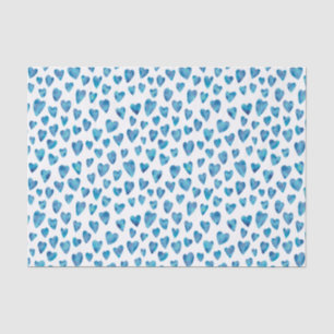 Blauw aquarel liefdeshartpatroon tissuepapier