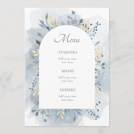 blauw aquarel loof menu (Voorkant)