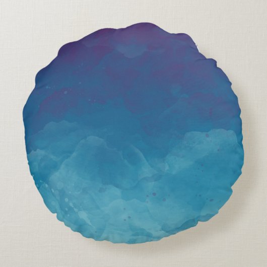 Blauw Aquarel Oneindig Huwelijk Datum, Namen Rond Kussen (Achterkant)