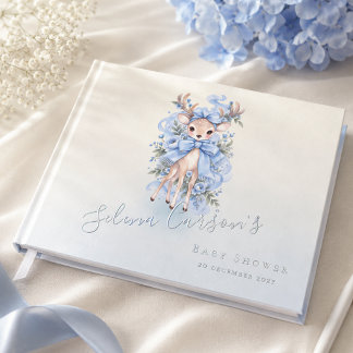 Blauw Aquarel Ree Baby Shower 3 Ringband Gastenboek