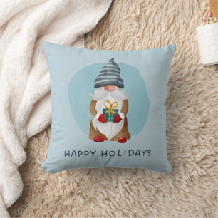 Blauw aquarel Scandinavische Kerstkabouter Kussen