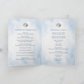 Blauw Aquarel Schelp Strand Bruiloft Programma (Binnen)