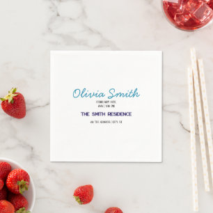 Blauw Aquarel Strepen Kust Boho Baby Shower Servet
