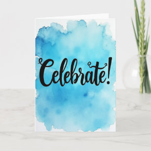 Blauw Aquarel Verjaardagskaart Kaart