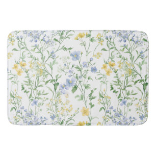 Blauw Aquarel Wilde Bloem Badmat