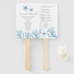 Blauw Aquarel Zeester Bruiloft Thema Programma Waa Handwaaier