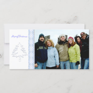 Blauw Argyle Dennenboom & Sneeuwvlok Kerstmis Feestdagenkaart