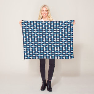 Blauw Argyle Patroon Sherpa Fleece Deken