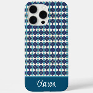 Blauw Argyle Personaliseren  iPhone 16 Pro Max Hoesje