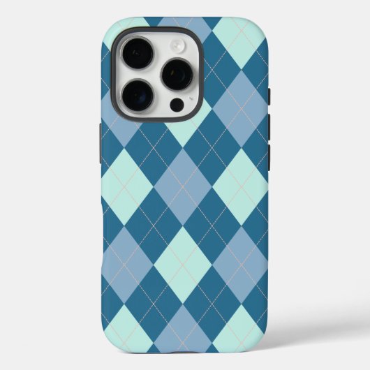 Blauw Argyle Vintage Patroon Case-Mate iPhone Case (Achterkant)
