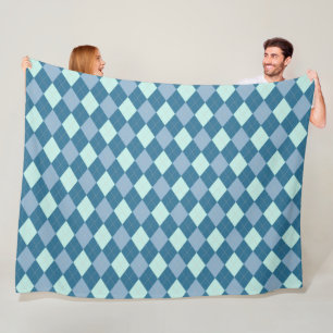 Blauw Argyle Vintage Patroon Fleece Deken