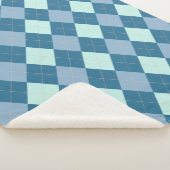Blauw Argyle Vintage Patroon Sherpa Deken (3/4)