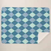 Blauw Argyle Vintage Patroon Sherpa Deken (Voorkant (horizontaal))