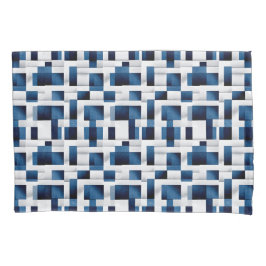 Blauw artistiek geruit motief | Geometrisch patroo Kussensloop