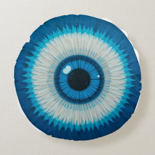 Blauw artistiek oog van de boze opzet ontwerp rond kussen