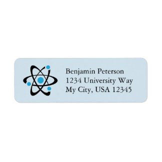 Blauw Atom Design Return-adreslabels Etiket