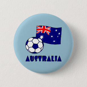 Blauw Australië Voetbal Bal Vlag Blauwe Achtergron Ronde Button 5,7 Cm