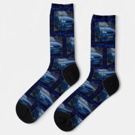 blauw auto patroon sokken