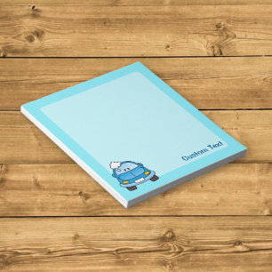 Blauw autowagen met bubbels notitieblok