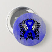 Blauw Awareness Ribbon met Wings Ronde Button 7,6 Cm (Voorkant /achterkant)