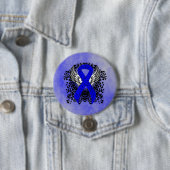 Blauw Awareness Ribbon met Wings Ronde Button 7,6 Cm (In situ)