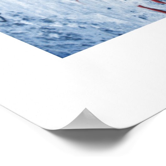 Blauw Aziatisch schilderen Abstract Poster afdrukk (Hoek)