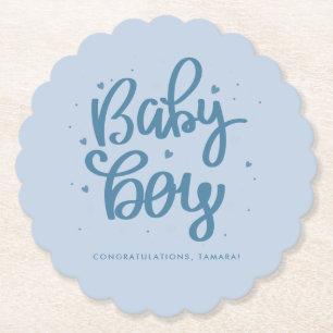 Blauw Baby Boy Baby Shower Kartonnen Onderzetters
