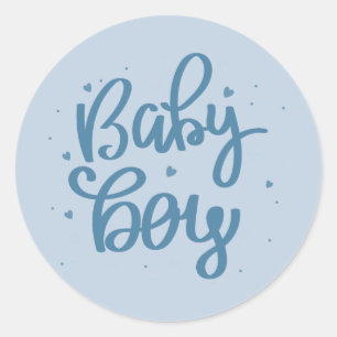 Blauw Baby Boy Baby Shower  Ronde Sticker