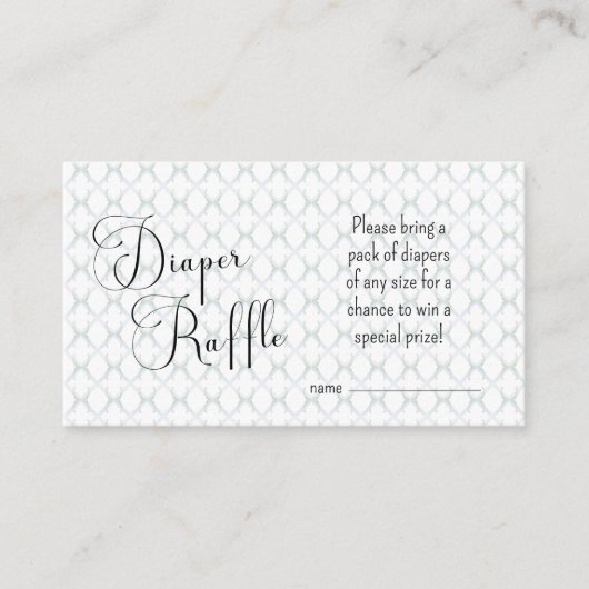 Blauw Baby Carriage Pattern Luier Raffle Kaart (Voorkant)