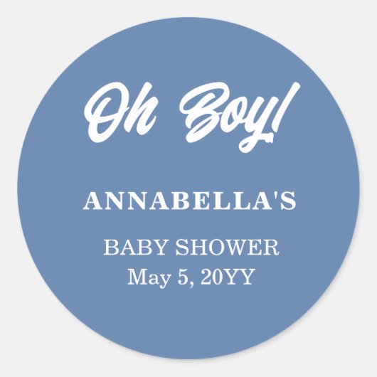 Blauw baby jongens baby shower klassieke ronde sti sticker (Voorkant)