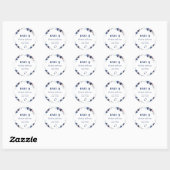 Blauw Baby-Q Bloemen Roos Pastel BBQ Baby shower Ronde Sticker (Vel)