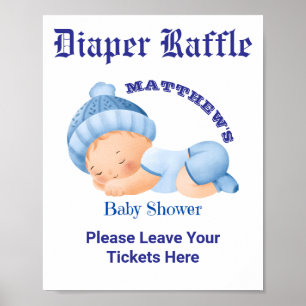 Blauw Baby shower, Baby Boy Douche Party Game Poster