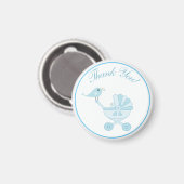 Blauw Baby shower Dank u Magnet Magneet (Voorkant / Achterkant)
