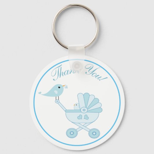 Blauw Baby shower Dank u Sleutelhanger (Voorkant)