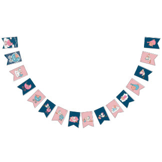 Blauw baby shower en roze Babies Vlaggetjes